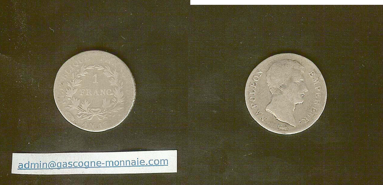 1 franc Napoleon 1st 1805 F/VG